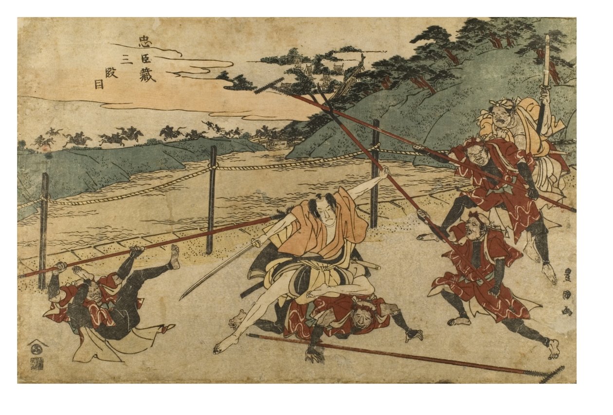 Čushingura (Pokladnice loajálních zadržovatelů) zákon 3 od Toyokuni Utagawa