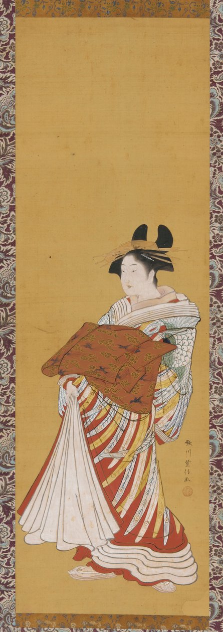 Yujo na přehlídce, konec 18. století. od Toyonobu Utagawa
