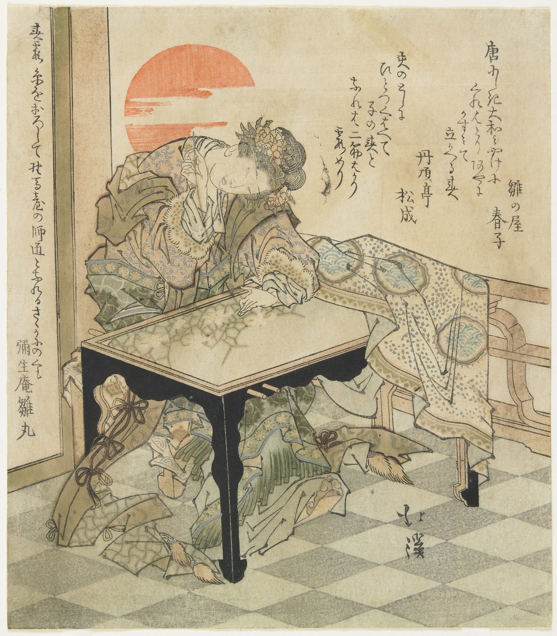 (Čínská princezna u vyšívacího stolu), 1828 od Toyota Hokkei