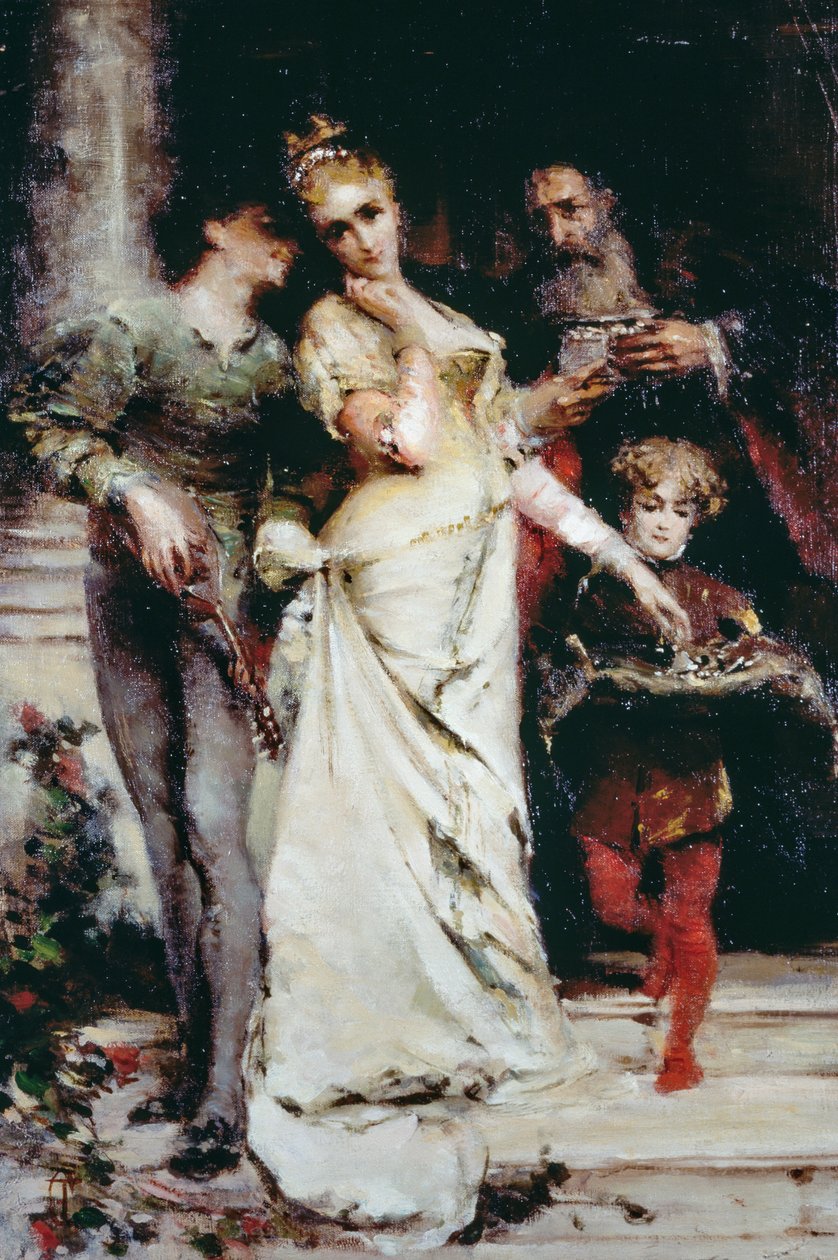 Confidences, Tranquillo Cremona (1837-1878), olej na plátně, 61,5x41 cm od Tranquillo Cremona