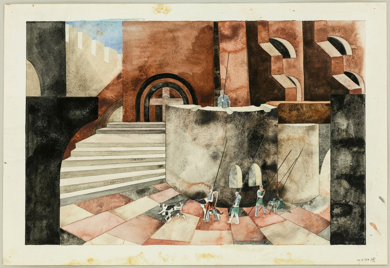 Scénický návrh pro Tragedy Die Nibelungen od Friedricha Hebbela, cca 1934. od Traugott Müller
