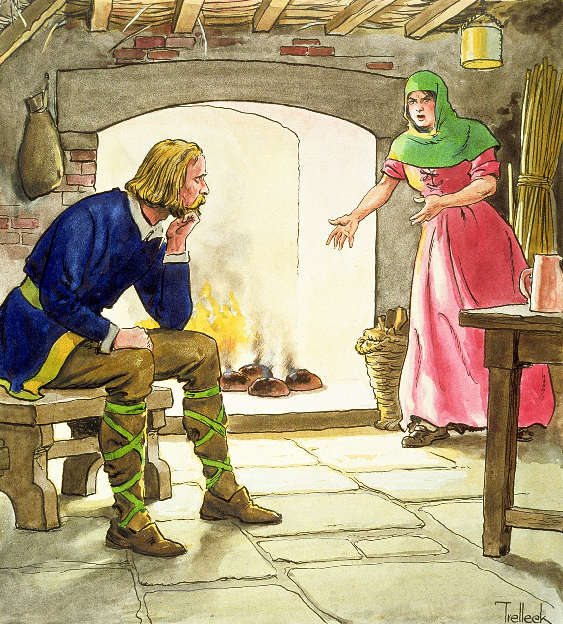 Král Alfréd (849-99) pálí koláče, z 