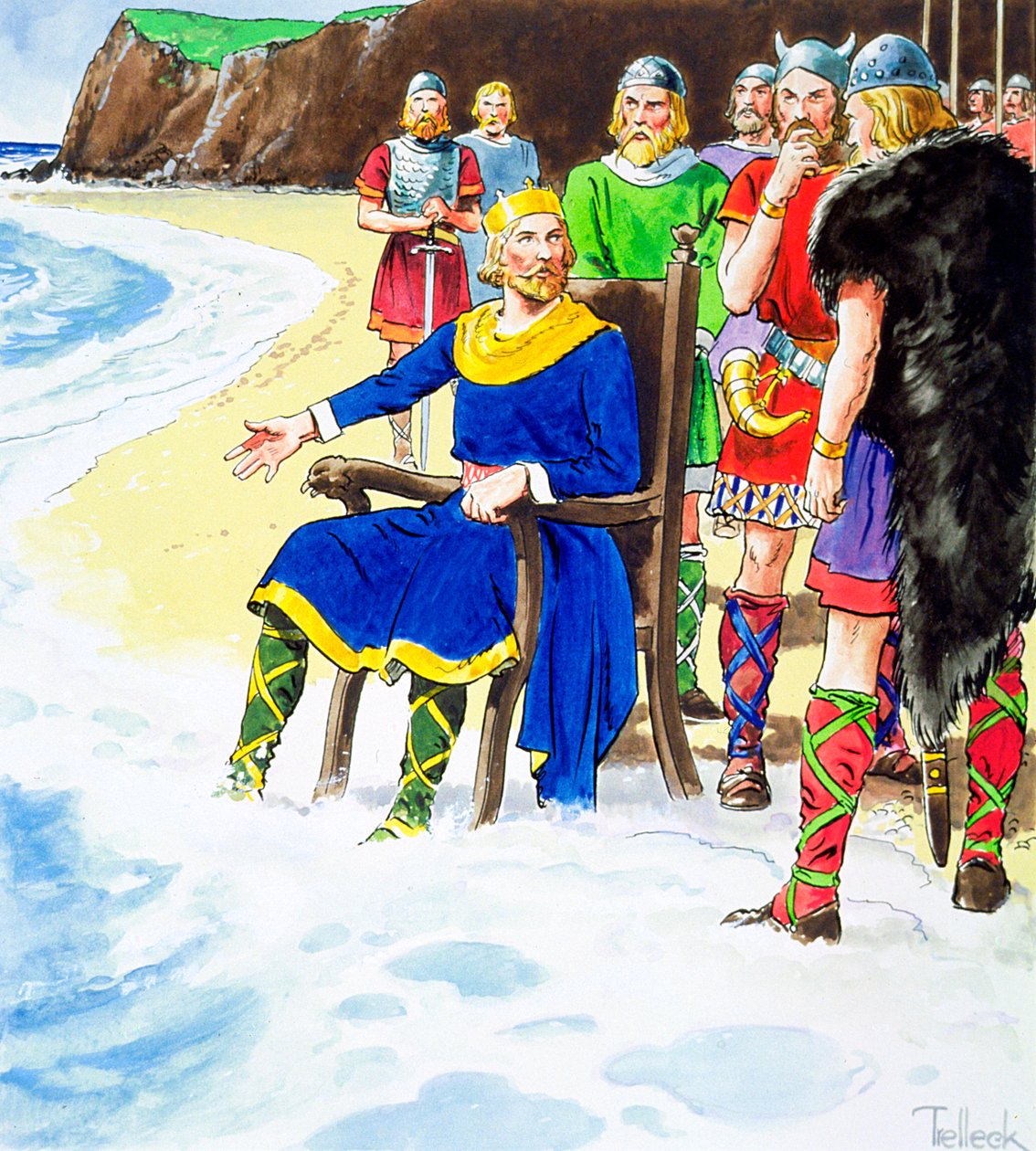 Král Canute nedokázal zadržet vlny, počátek 11. století c1900 od Trelleek