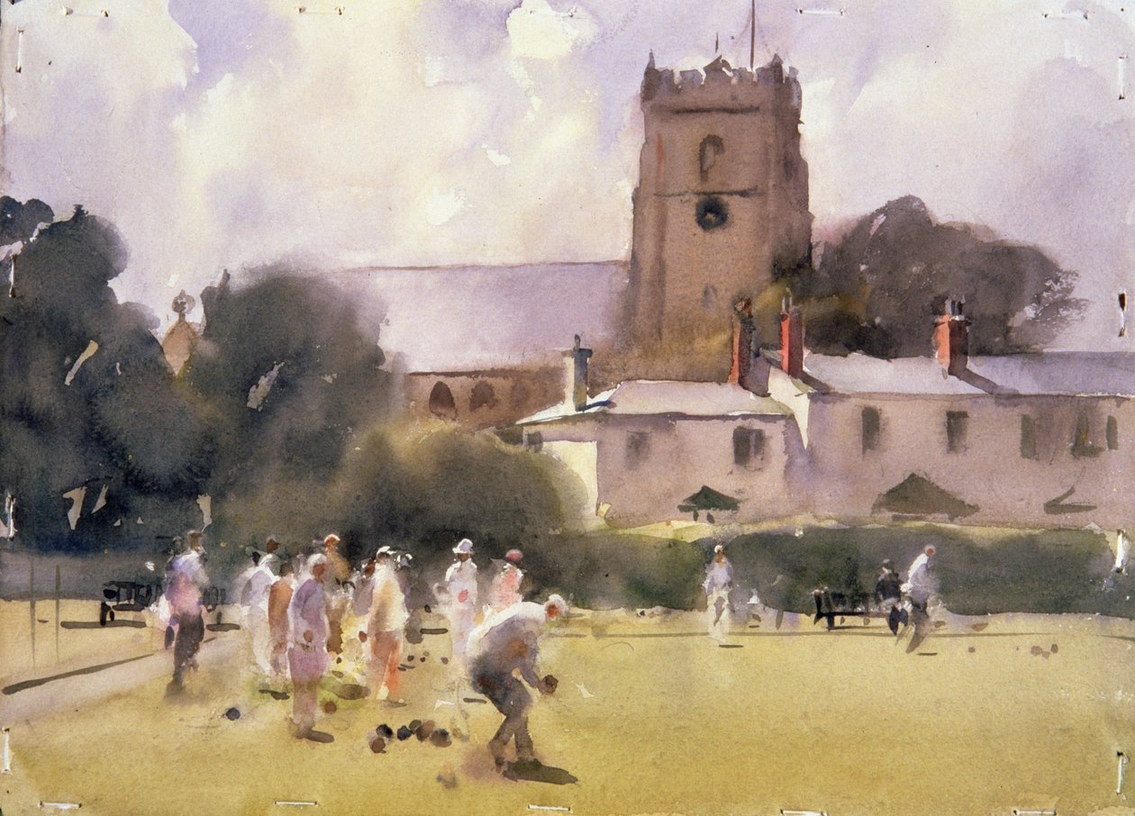Bowls Match, Sidmouth (wc na papíře) od Trevor Chamberlain