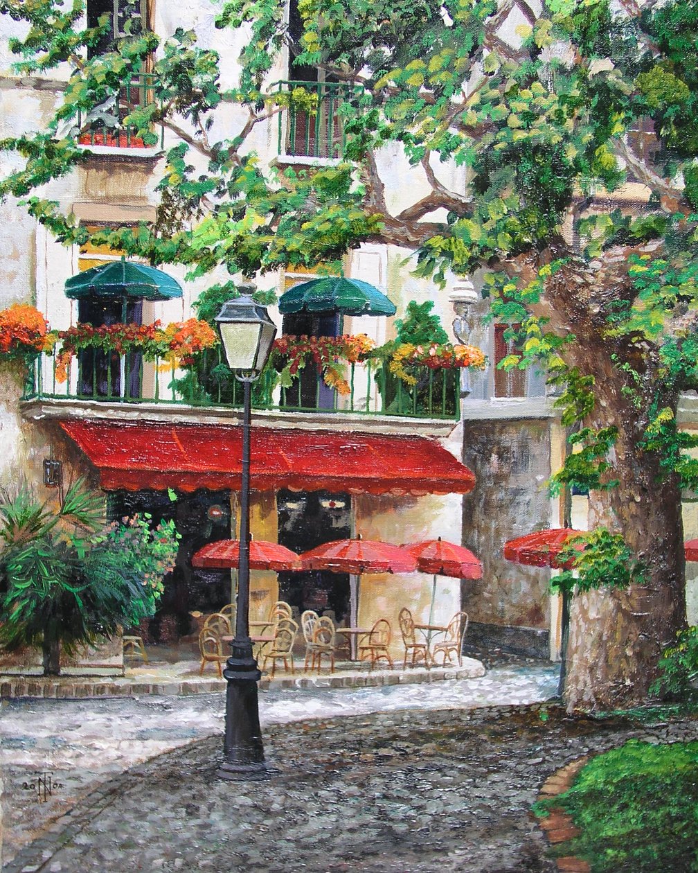 Cafe Beauclaire, Provence, 2004 od Trevor Neal