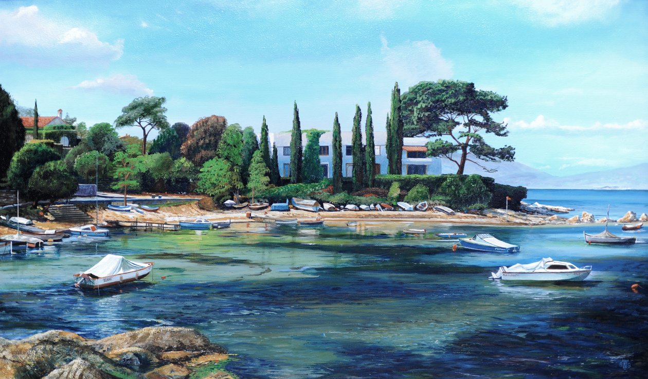 Villa and Boats, jižní Francie od Trevor Neal