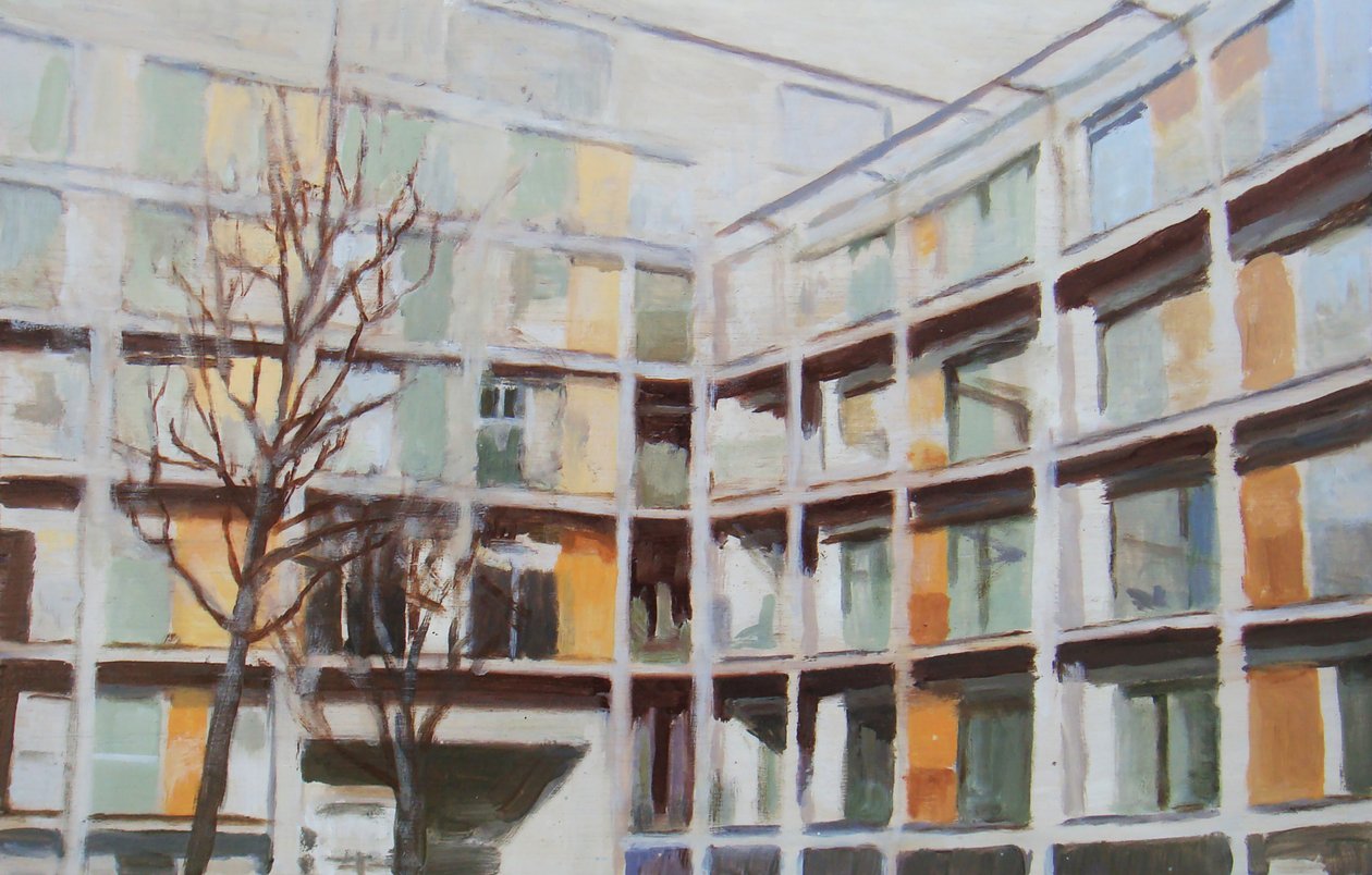 Místo k životu 44, 2012 (olej na překližce) od Trevor Burgess
