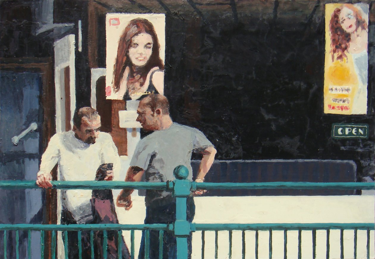 Rozhovor, 2006 (olej na desce) od Trevor Burgess