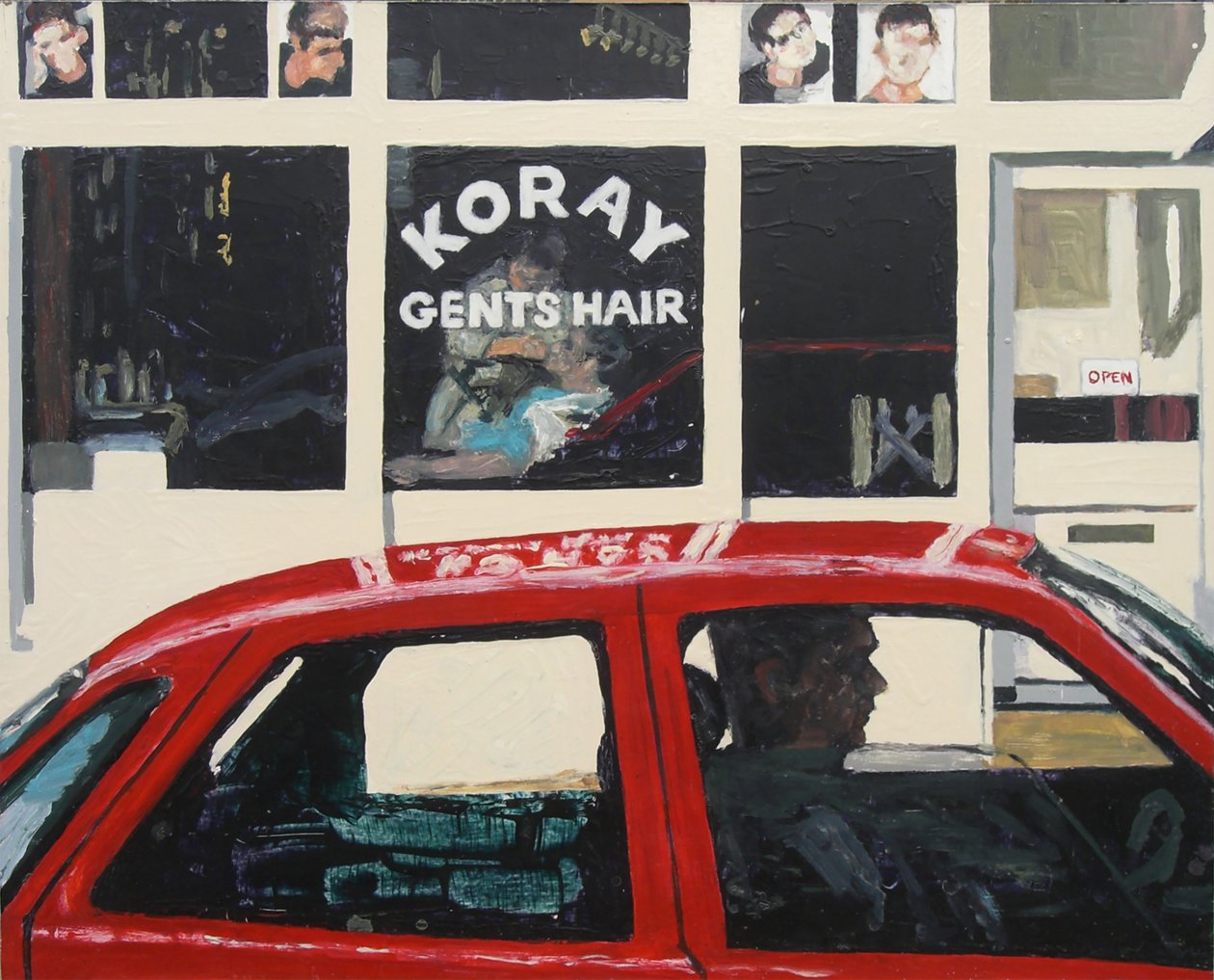 Koray Pánské vlasy, 2003 (olej na desce) od Trevor Burgess