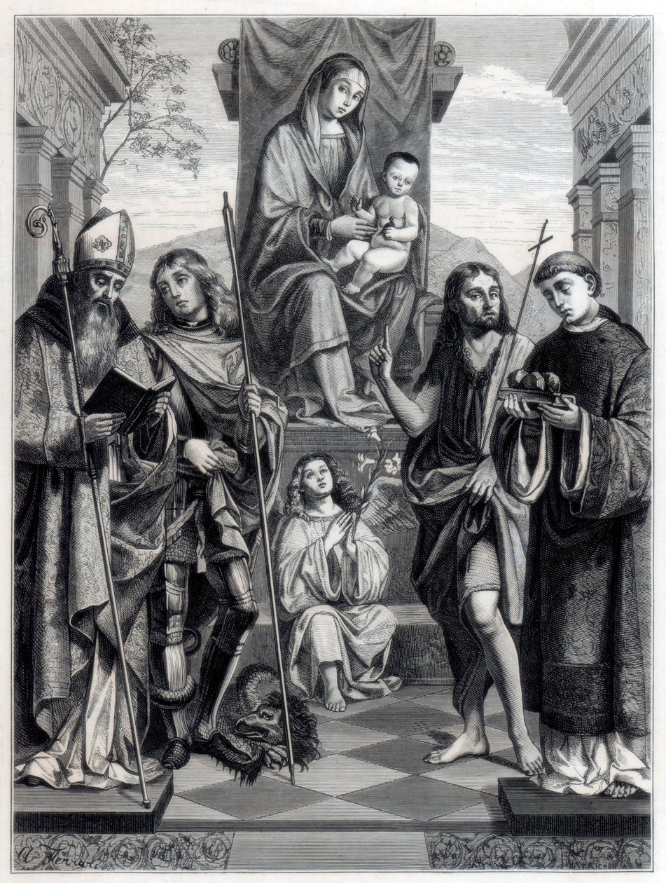 Madonna sedící na trůnu obklopená svatými, c1494-1517 1870 od Trichon