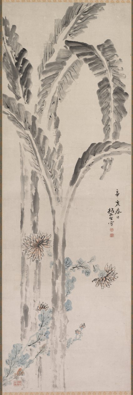 Banánovník a chryzantéma, 19. století. od Tsubaki Chinzan