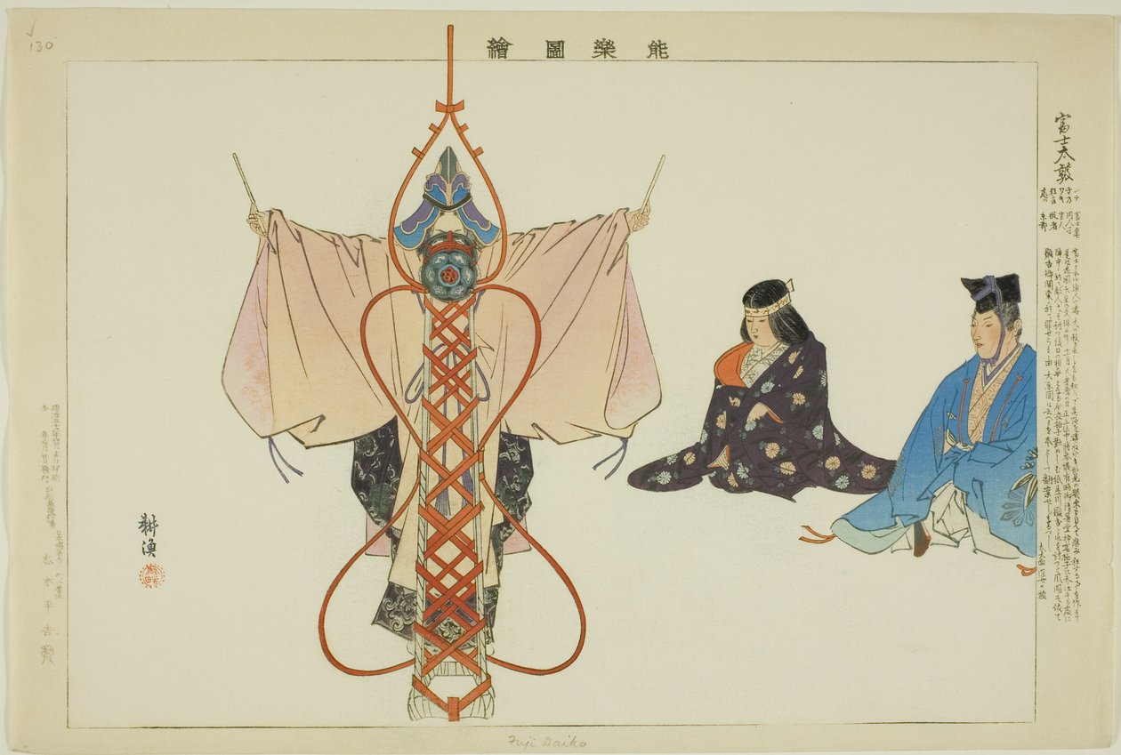 Fuji Taiko, ze série "Pictures of No Performances (Nogaku Zue)" od Tsukioka Kogyo