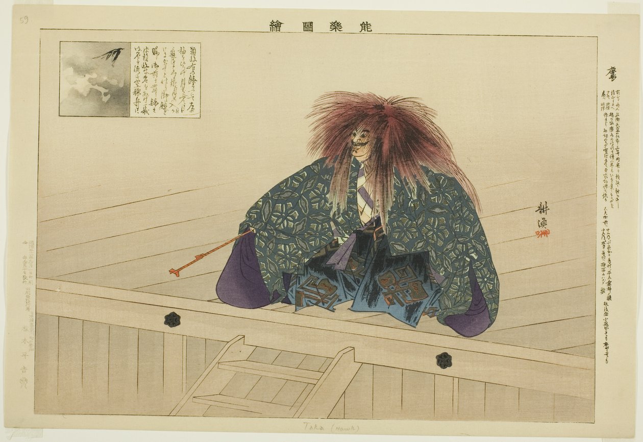 Taka nebo Nue, ze série "Pictures of No Performances (Nogaku Zue)" od Tsukioka Kogyo