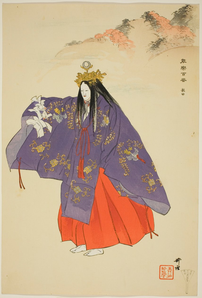 Tatsuta, ze série "Sto no dramat (Nogaku hyakuban)" od Tsukioka Kogyo