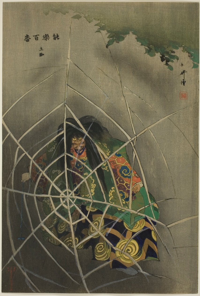 Tsuchi-gumo, ze série "Sto dramat (Nogaku hyakuban)" od Tsukioka Kogyo