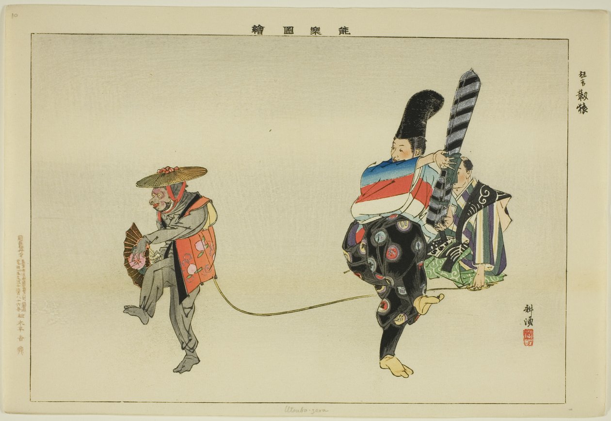 Utsubo-saru, ze série "Pictures of No Performances (Nogaku Zue)" od Tsukioka Kogyo