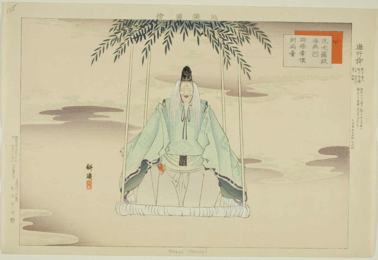 Yugyo Yanagi, ze série "Pictures of No Performances (Nogaku Zue)" od Tsukioka Kogyo
