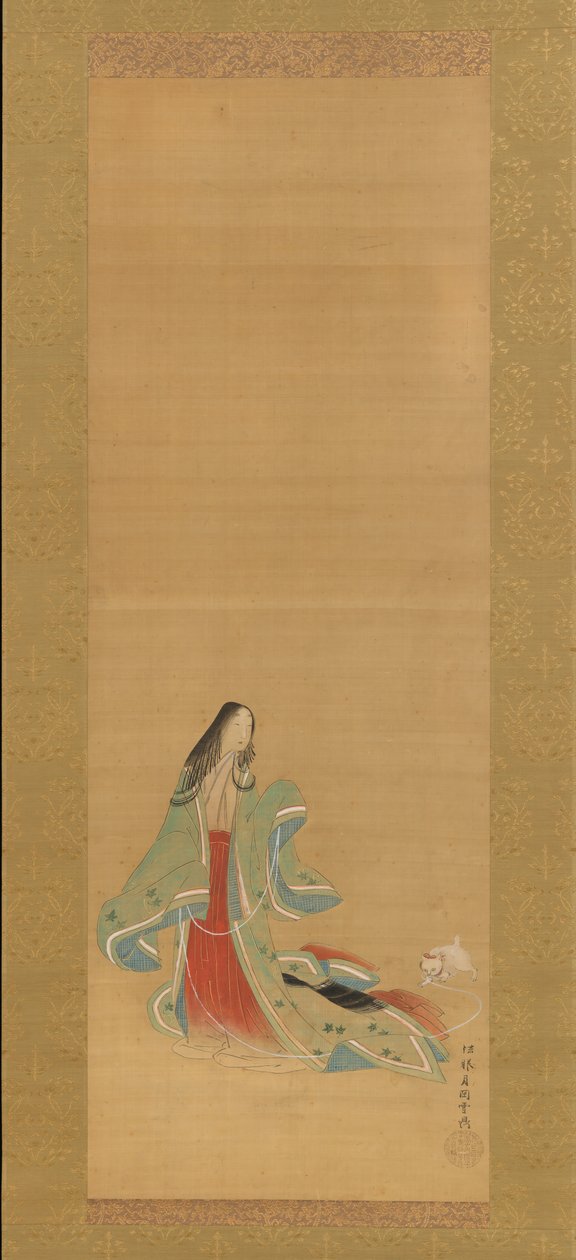 Třetí princezna se svou kočkou, z New Herbs I Wakana I..., 18. století. od Tsukioka Masanobu