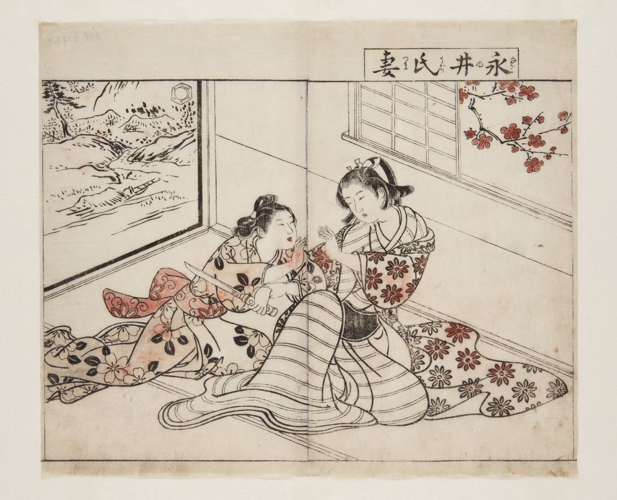 Manželka Nagai (Nagai-shi Tsuma) (barevný dřevotisk) od Tsukioka Settei