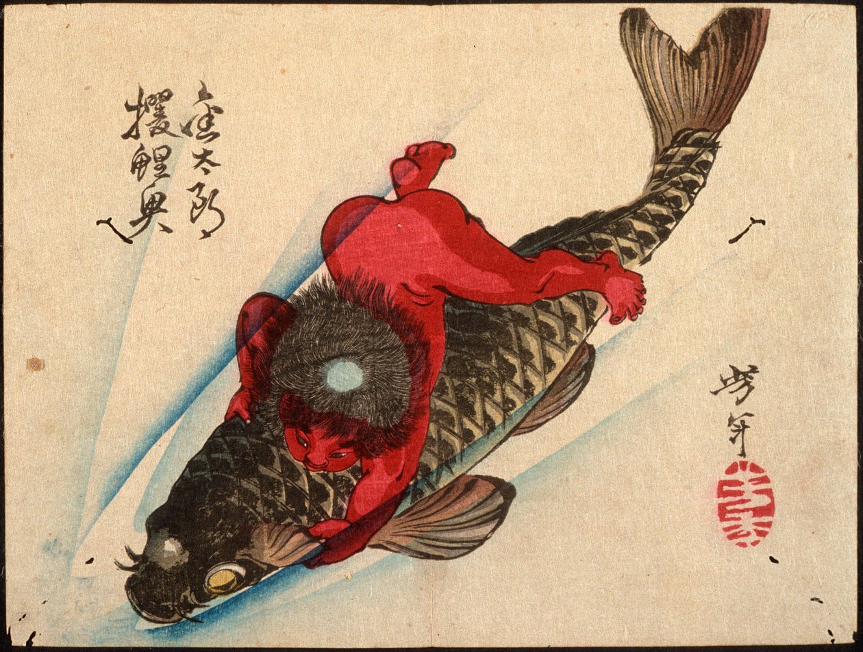 Kintarō chytá kapra od Tsukioka Yoshitoshi