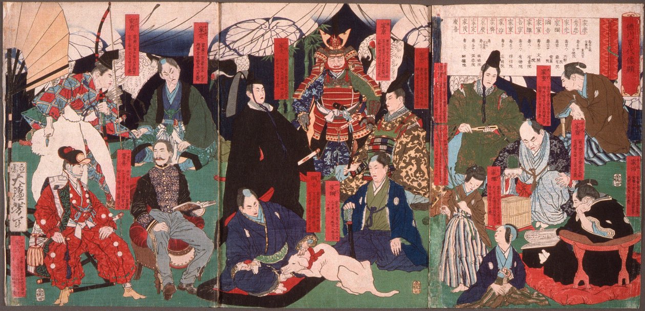 Portréty jednotlivých generací rodu Tokugawa od Tsukioka Yoshitoshi