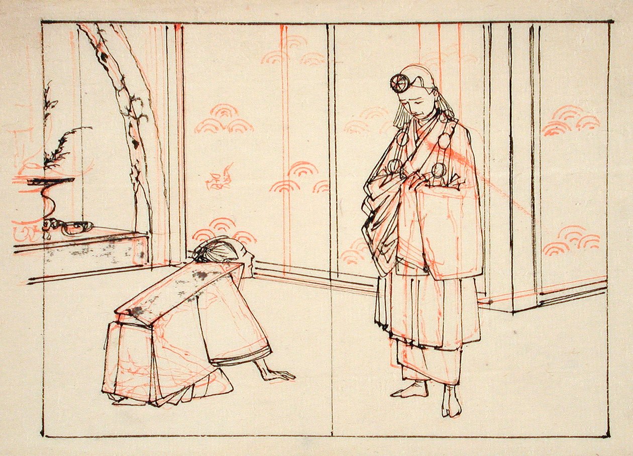 Přípravná kresba k ilustraci knihy: Zrcadlo slavných japonských generálů od Tsukioka Yoshitoshi