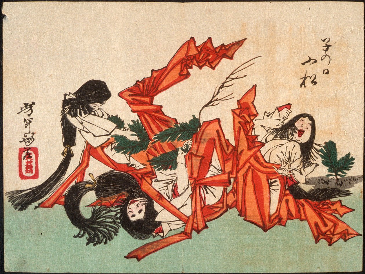 Ziehen von Kieferntrieben am Tag der Ratte od Tsukioka Yoshitoshi