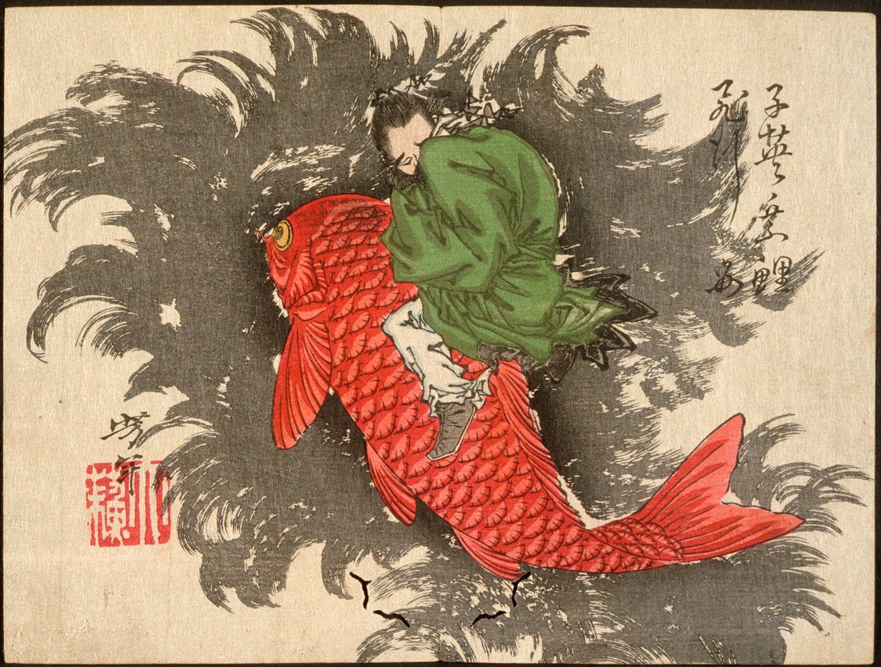 Shiei jede na kaprovi přes moře od Tsukioka Yoshitoshi