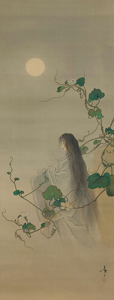 Duch zesnulého Yugao propletený v Moonflower Vines..., ca. 1892. od Tsukioka Yoshitoshi