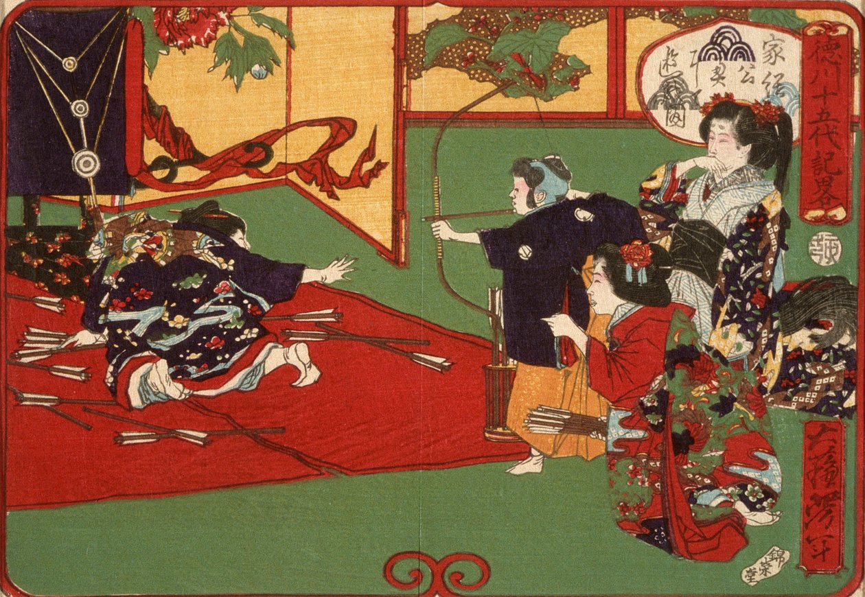 Tokugawa Ietsuga při lukostřelbě od Tsukioka Yoshitoshi