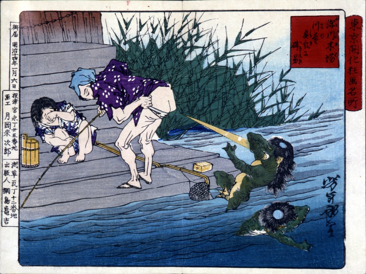 Yodo Gawakré: duch řeky hádající na zadku (Kappa) od Tsukioka Yonejiro od Tsukioka Yoshitoshi