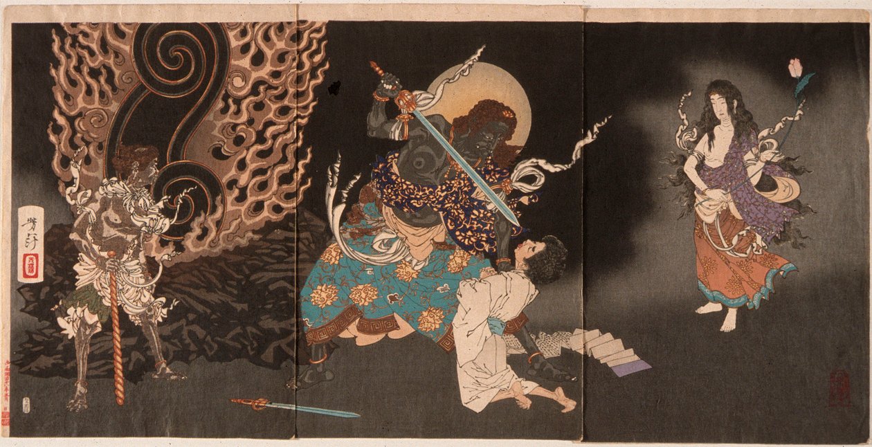 Yūten polykající meč Fudōa od Tsukioka Yoshitoshi