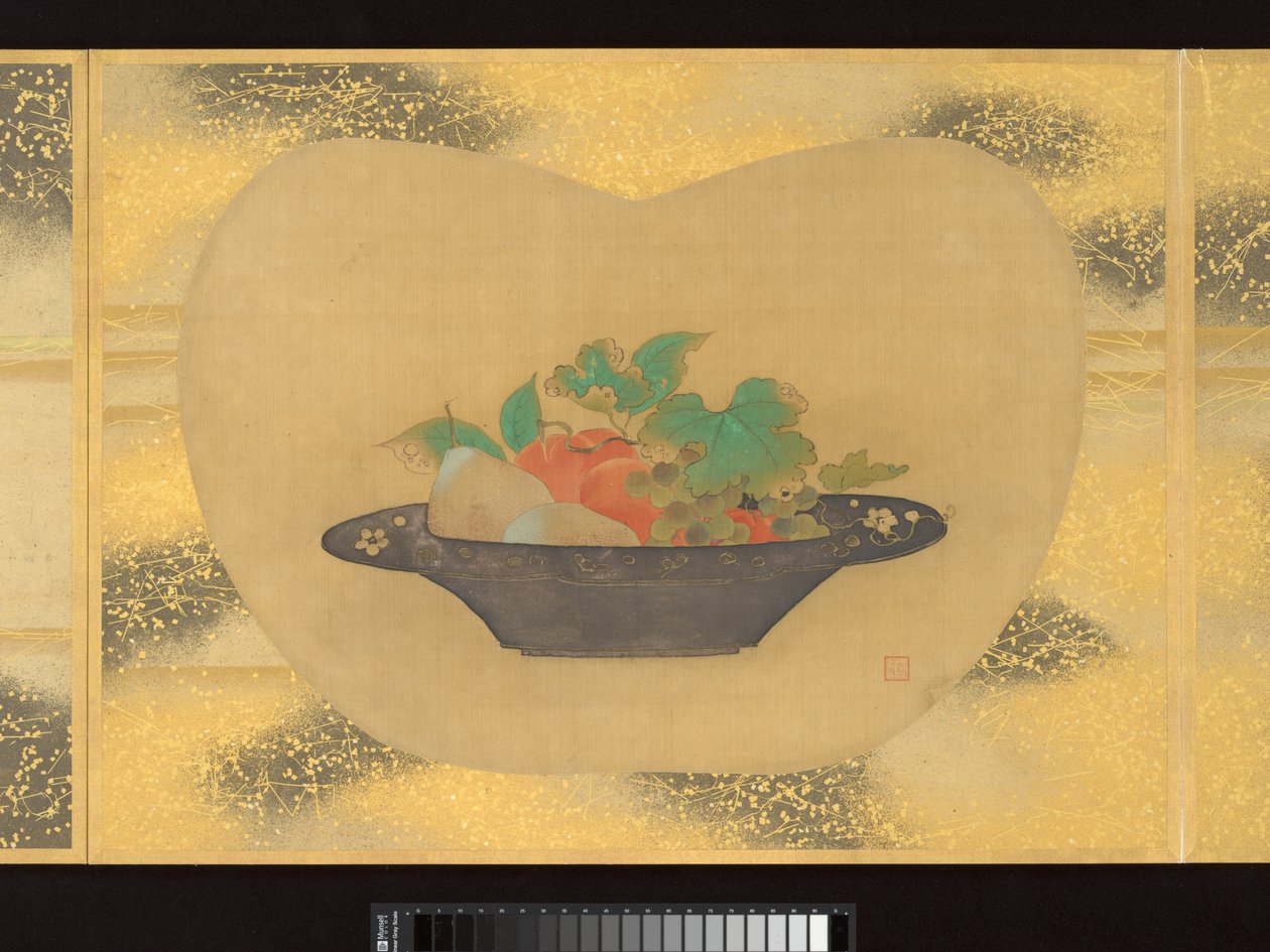 Album vějířovitých obrazů postav, ptáků a květin od Tsunenobu Kano