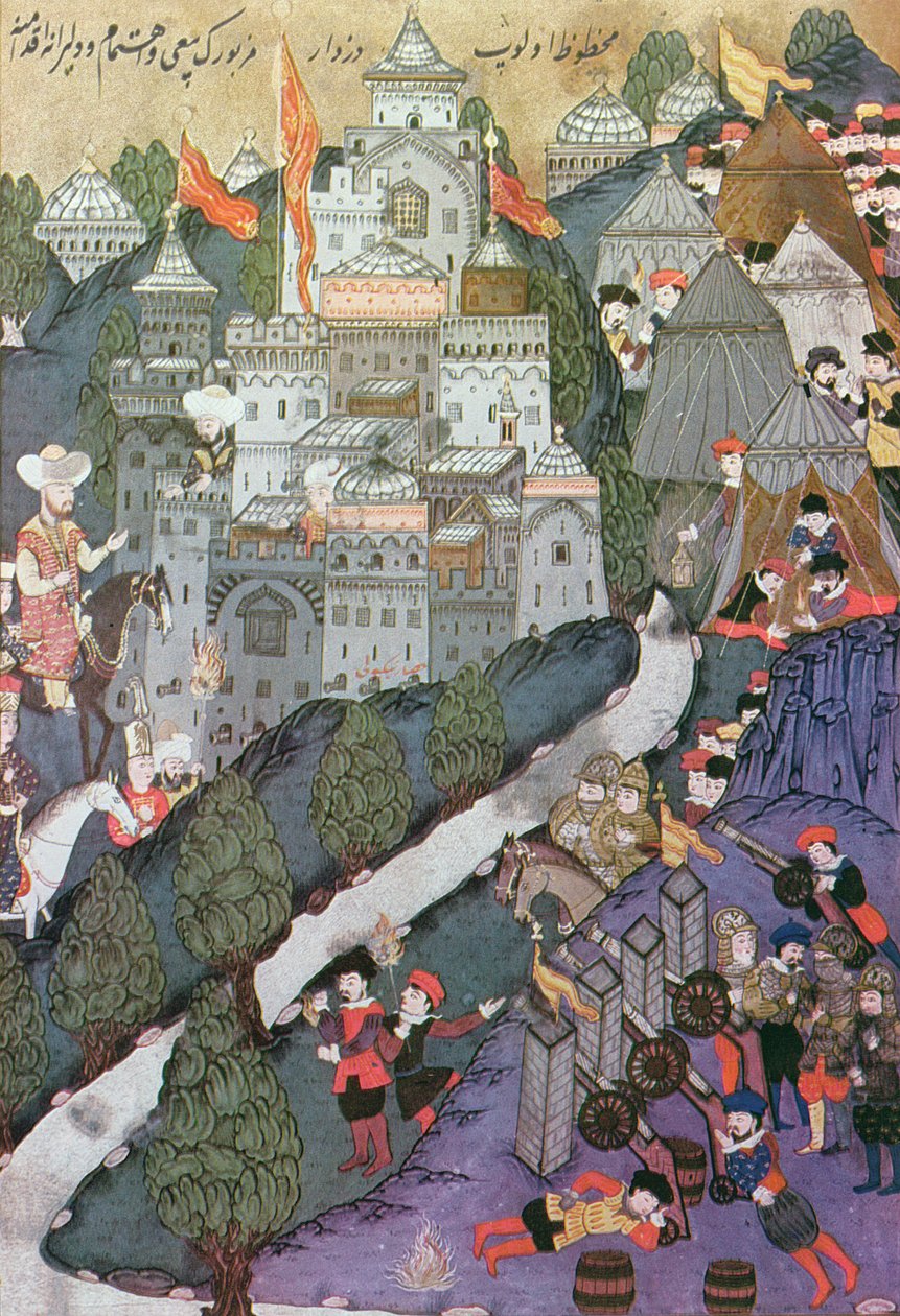 Bitva u Nicopolis, 25.-28. září 1396, faksimile miniatury uchovaná v muzeu Topkapi v Istanbulu od Turkish School
