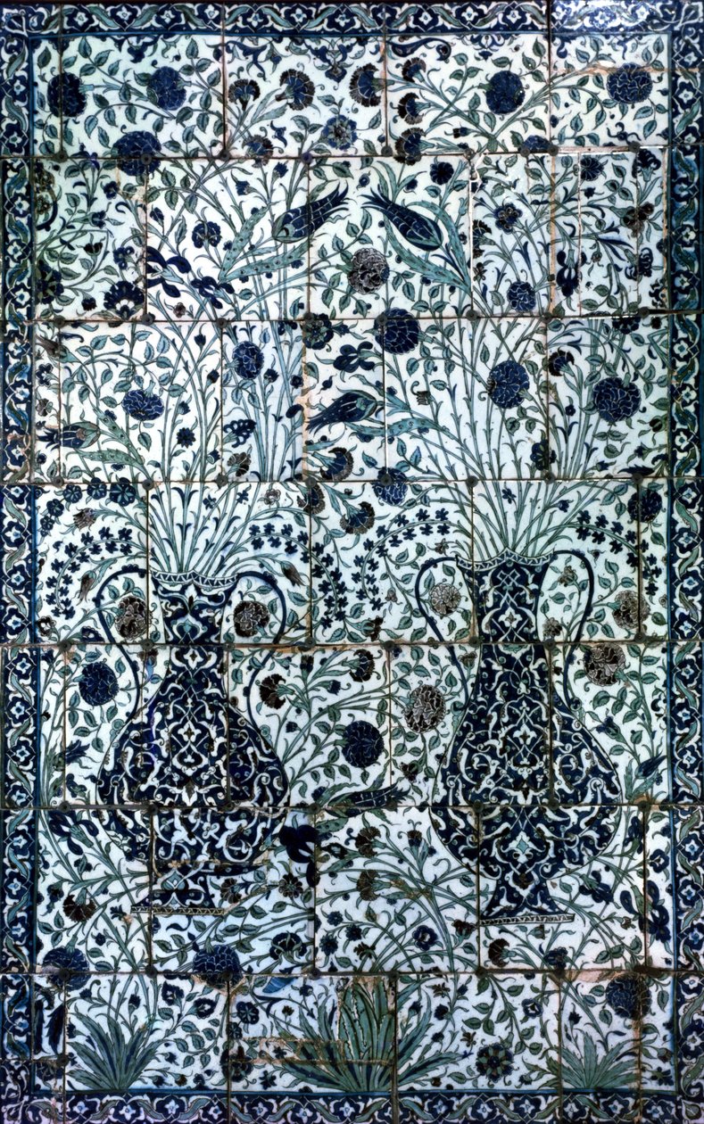 Dekorativní panel se dvěma vázami a květinami (fajáns) od Turkish School