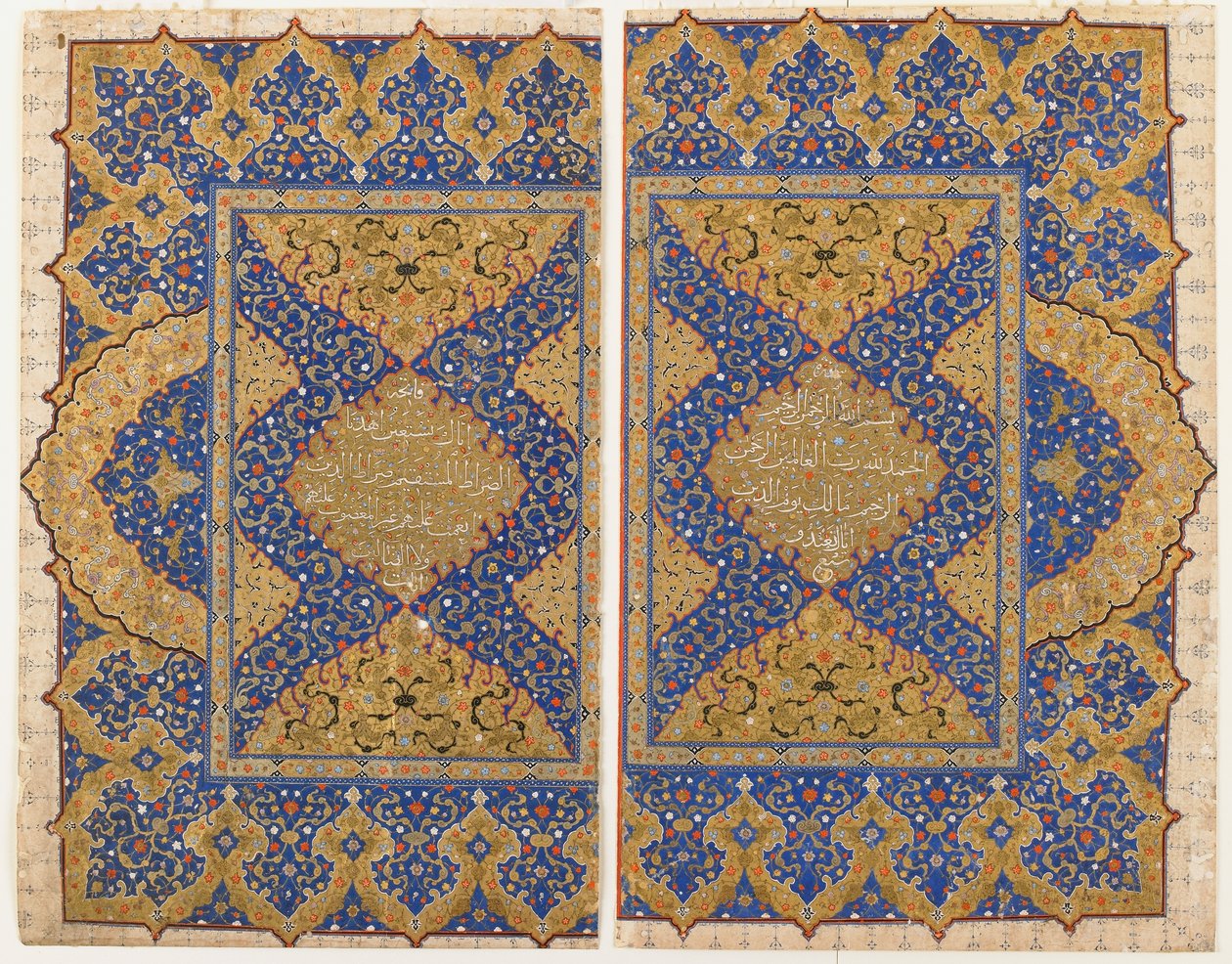 Folio z Koránu, Turecko, osmanské období (neprůhledný akvarel, inkoust a zlato na papíře) od Turkish School