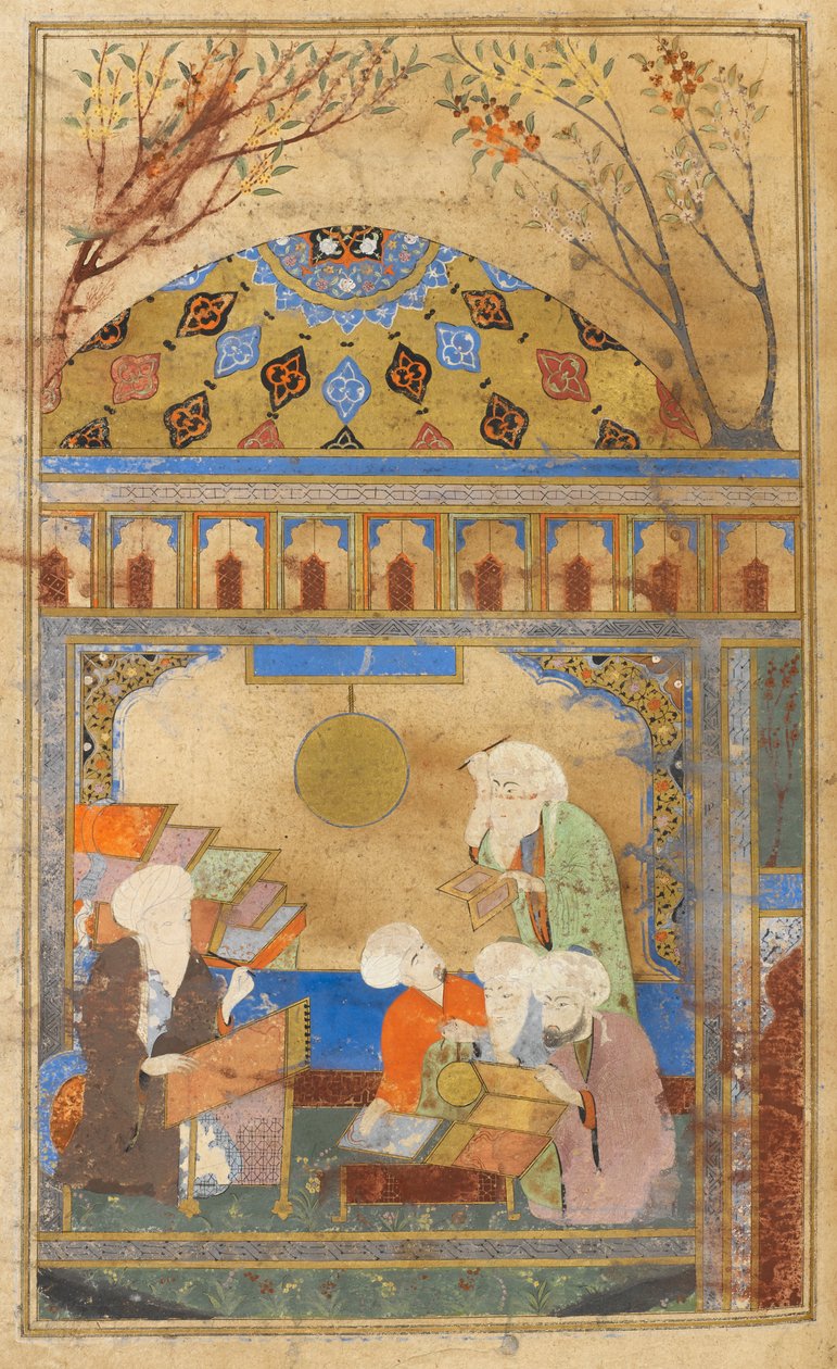 Nasireddinova observatoř v Meraga. Nasireddin Tusi († 1274) a čtyři muži, kteří postavili observatoř. od Turkish School