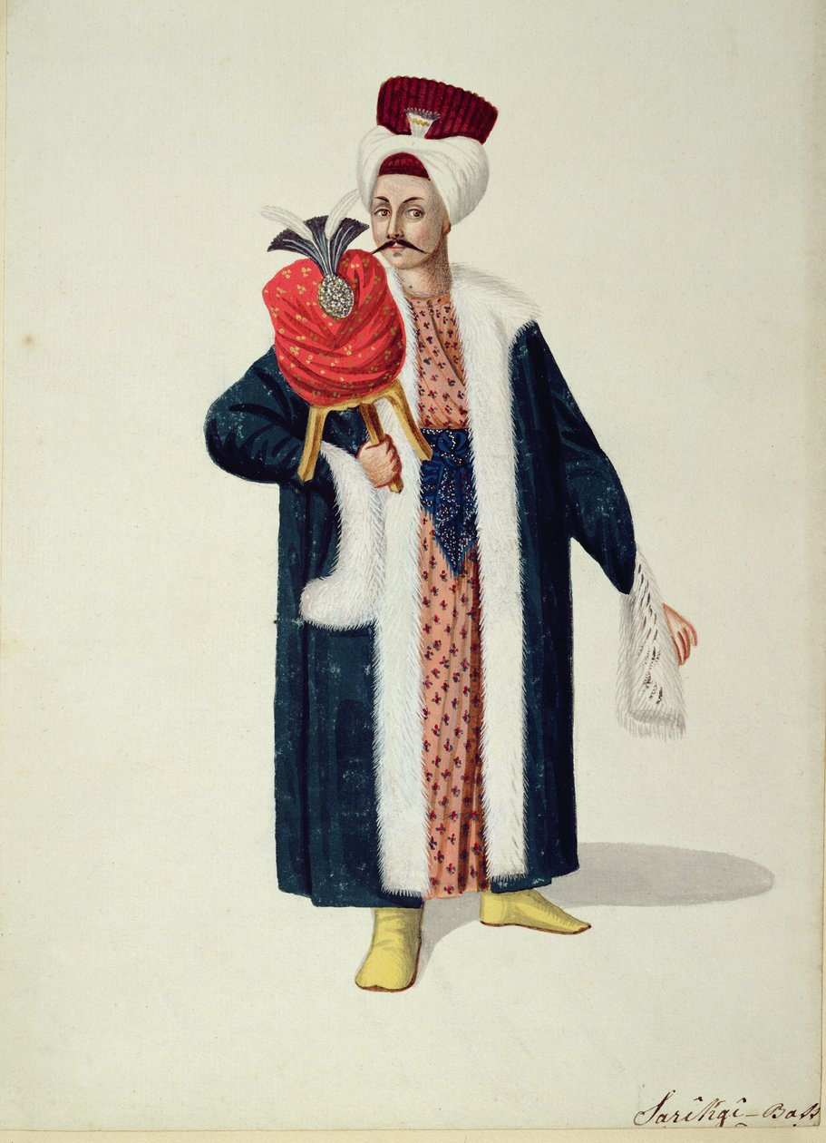 Sarik Basa, mistr turbanu, osmanské období, třetí čtvrtina 18. století (wc na papíře) od Turkish School