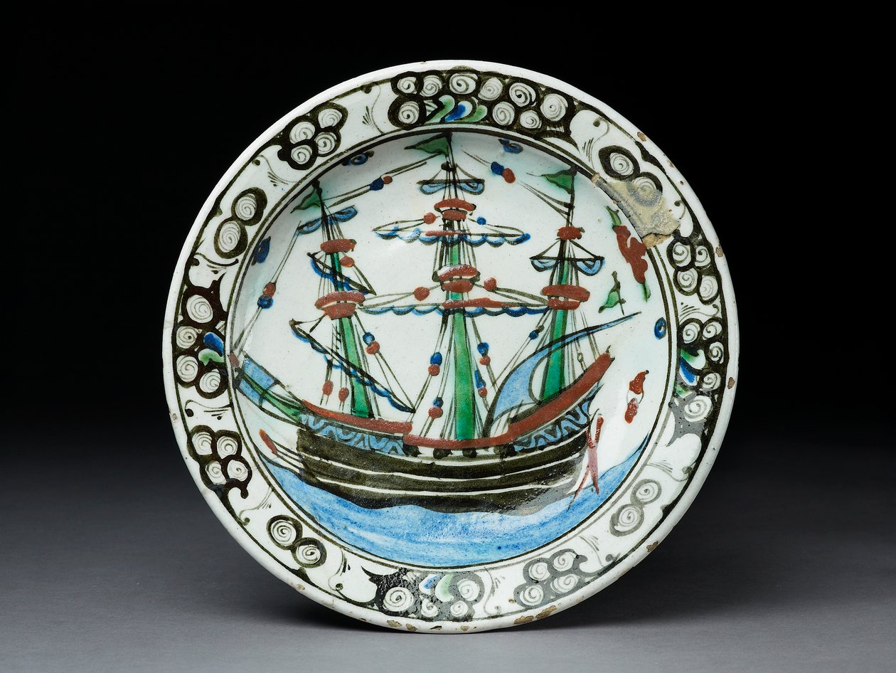 Miska z kamenné pasty s podglazurní dekorací, Iznik, c.1620-30 (keramika) od Turkish School