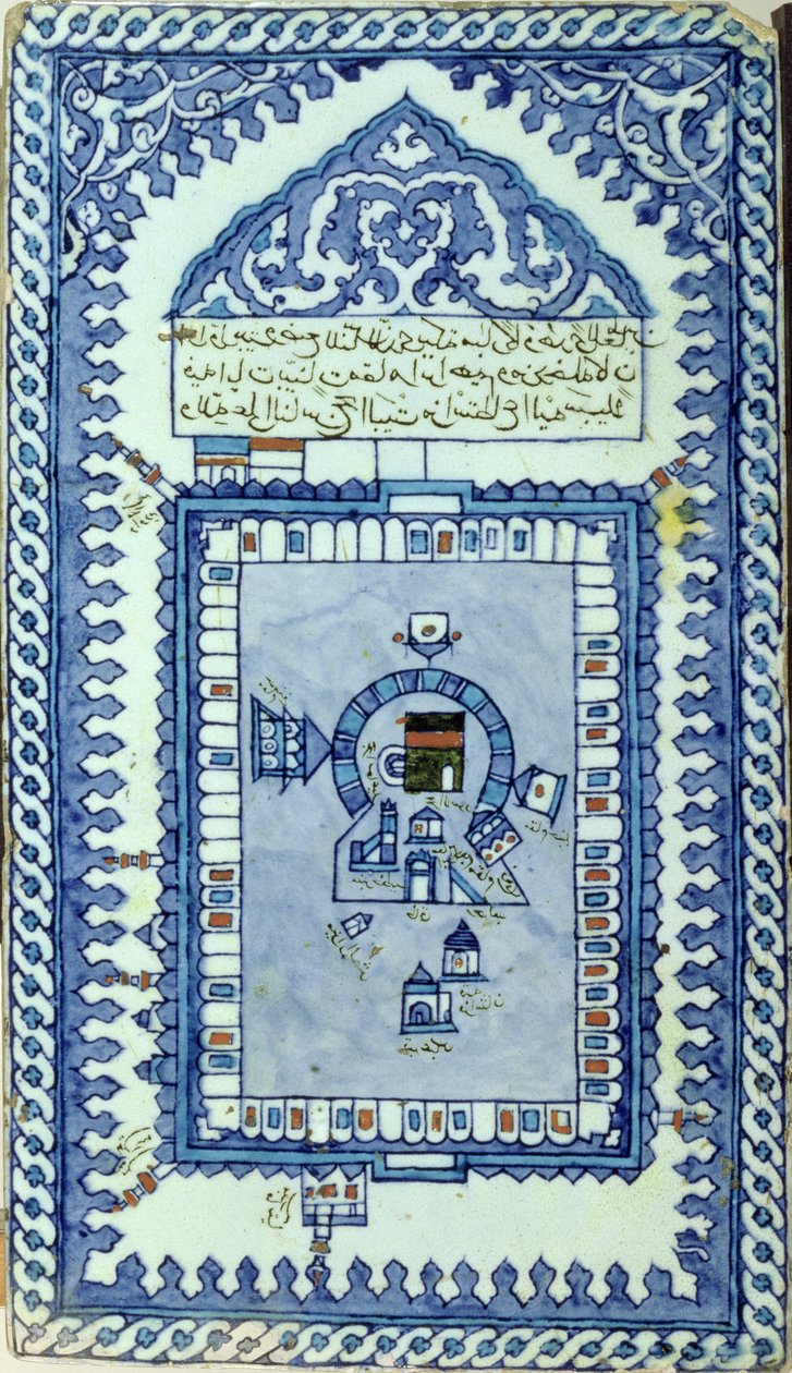 Dlaždice s Velkou mešitou v Mekce (podglazurované fritware) od Turkish School