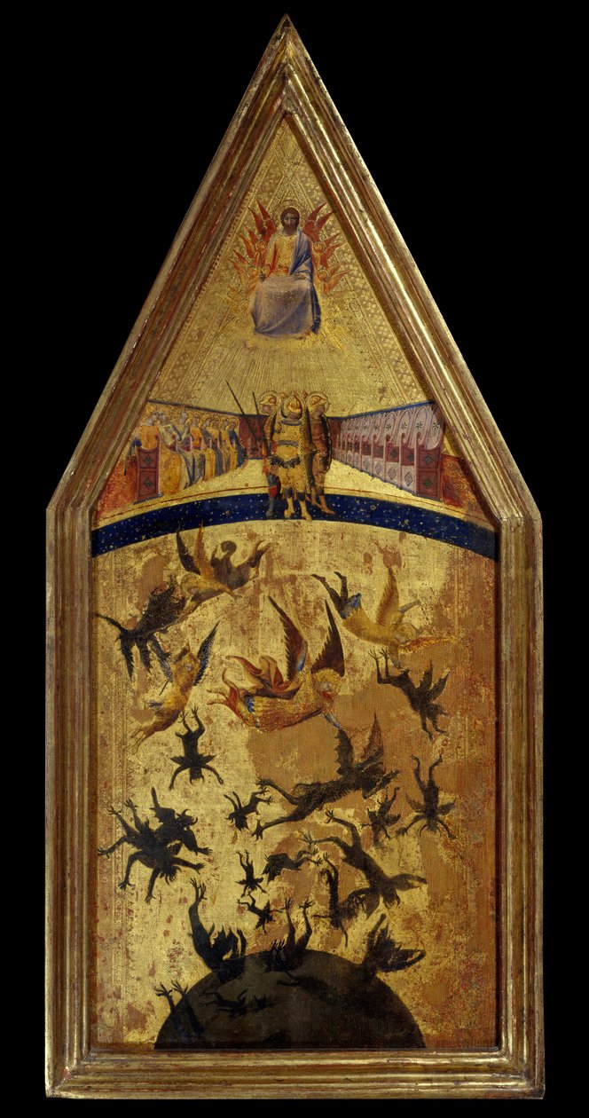 Pád vzbouřených andělů. Obraz Mistra rebelských andělů ze školy Siena, první polovina 14. století. Paříž, Musee du Louvre. od Tuscan School
