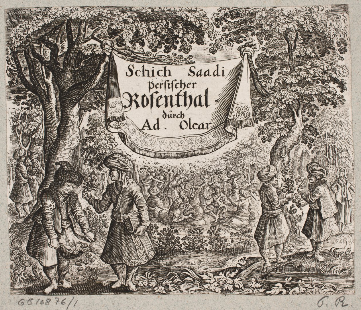 Frontispice til Adam Olearius, “Persianischer Rosenthal von einem Sinnreichen Poeten Schich Saadi […]”, Schleswig 1660   1282426   cs       czech Successfully Translated  Original: Kruisiging Translat: Kruisiging 1344014 cs czech Successfully Translated Or od Ubekendt