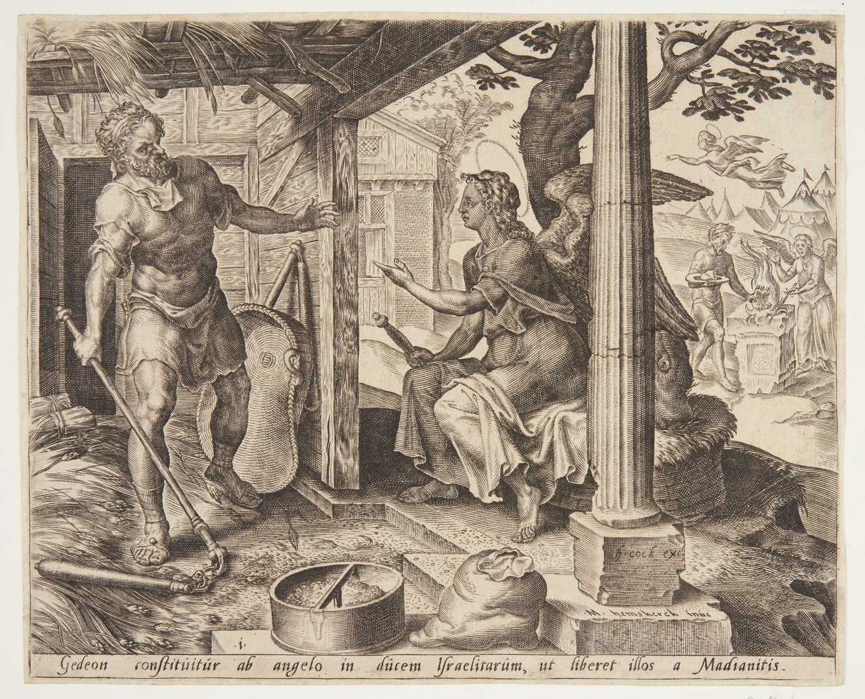 Anděl se zjevuje Gideonovi od Ubekendt efter Maarten van Heemskerck