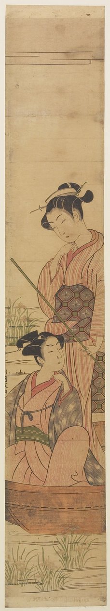 Mladý pár ve člunu pod měsícem, c.1770-72 od Uchimasa