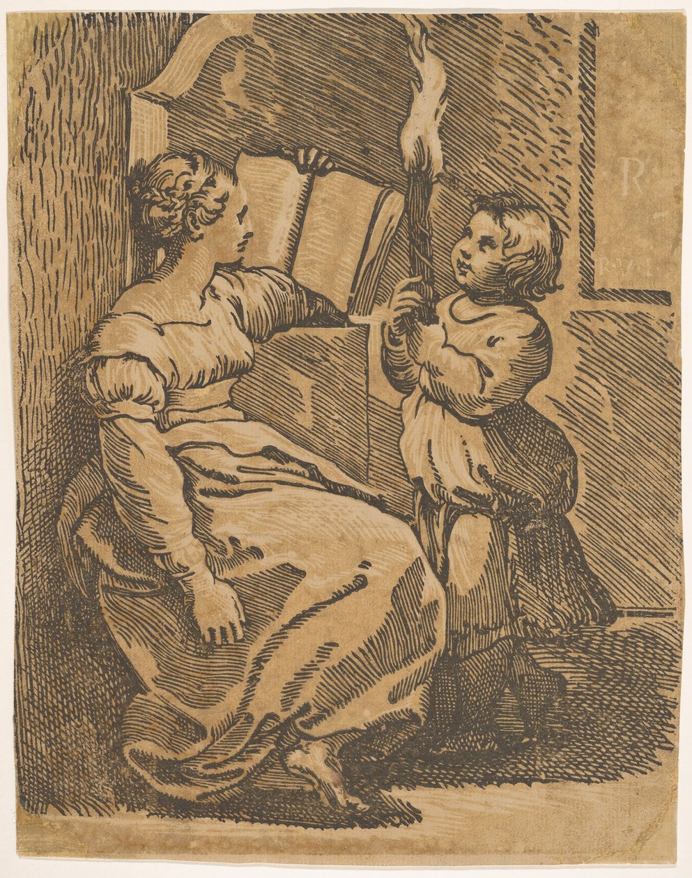 A Sybil čte doprava, ca. 1517-18. od Ugo da Carpi