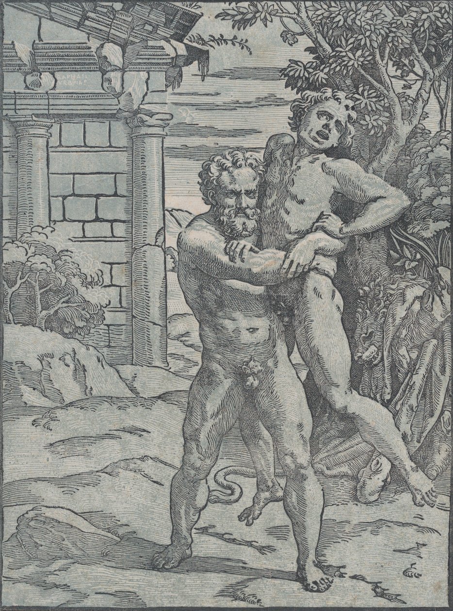 Herkules a Antaeus, ca. 1517-18. od Ugo da Carpi