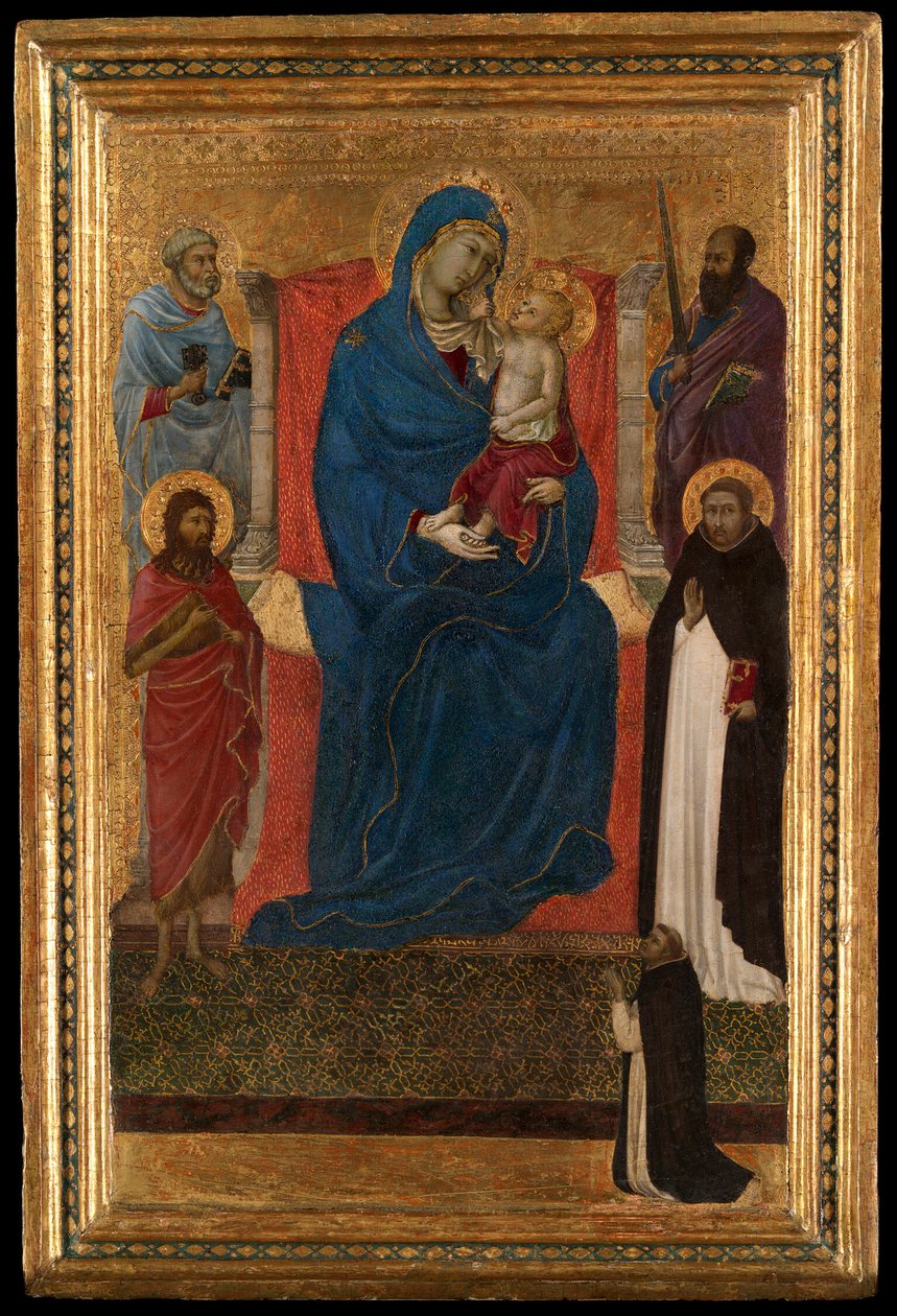 Panna s dítětem na trůně se svatými Petrem, Pavlem, Janem Křtitelem a Dominikem a dominikánským prosebníkem od Ugolino di Nerio