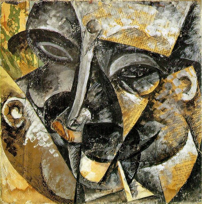 Dynamika Mansovy hlavy od Umberto Boccioni