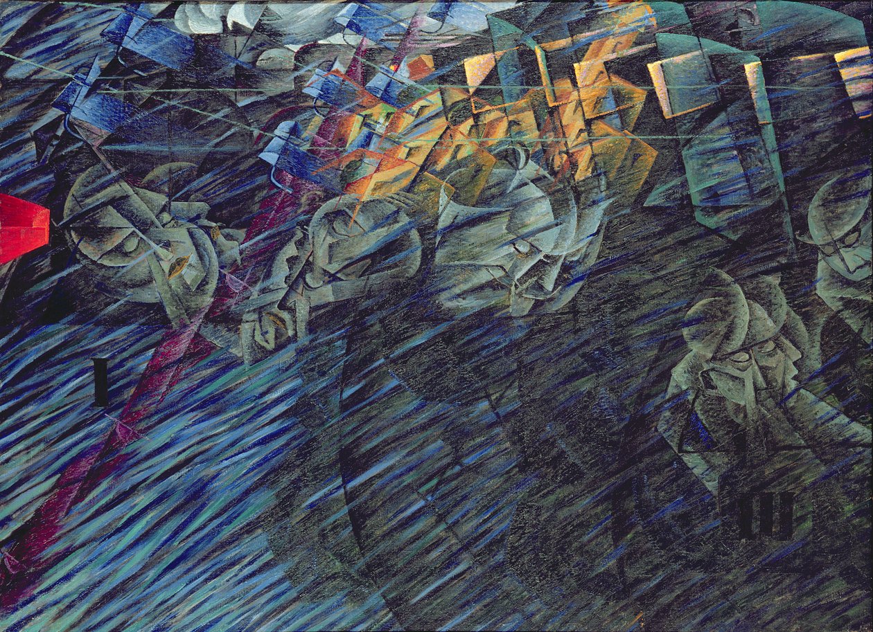Stavy mysli: Ti, kteří jdou, 1911 od Umberto Boccioni