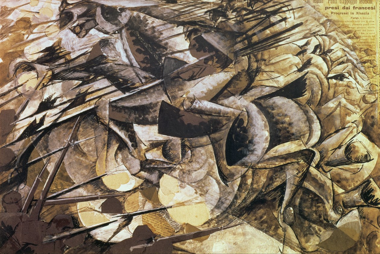 The Charge of the Lancers, 1915 (koláž) od Umberto Boccioni